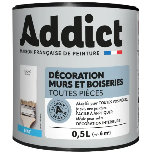 [3020700] ADDICT DECORATION M&BOIS MAT 0.5L BLANC