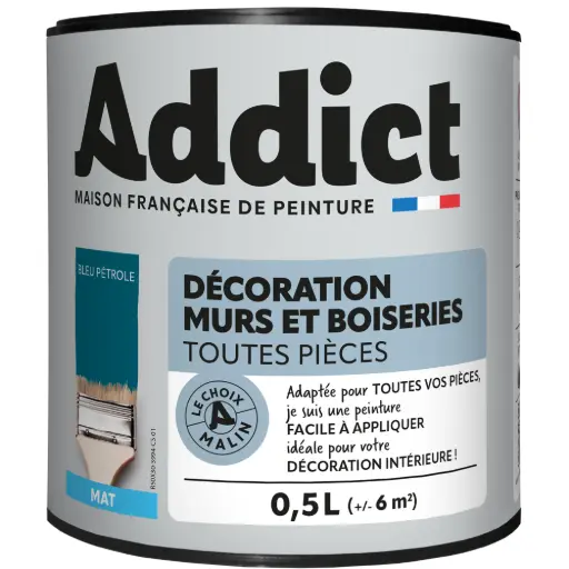 [3020701] ADDICT DECORATION M&BOIS MAT 0,5 L BLEU PETROLE