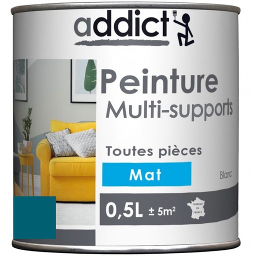 [3020701] PEINTURE ACRYL MULTI-SUPPORTS MAT 0,5 L BLEU PETROLE