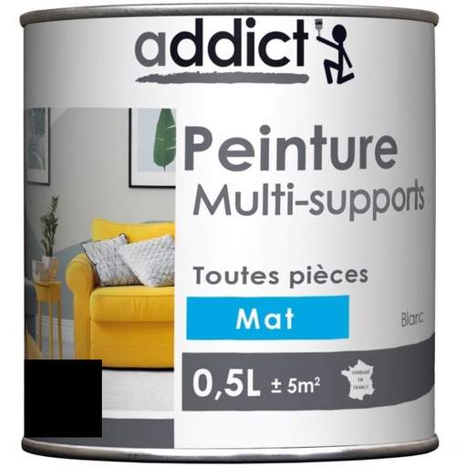 [3020705] PEINTURE ACRYL MULTI-SUPPORTS MAT 0,5 L NOIR