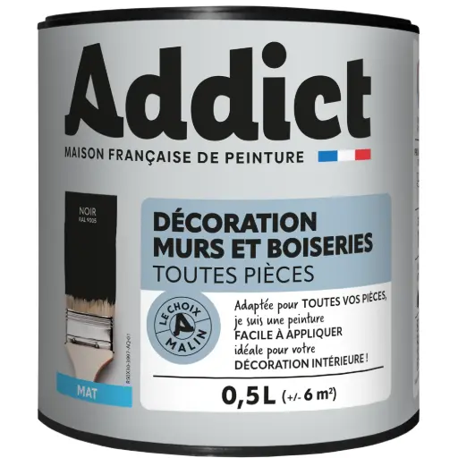 [3020705] PEINTURE ACRYL MULTI-SUPPORTS MAT 0,5 L NOIR