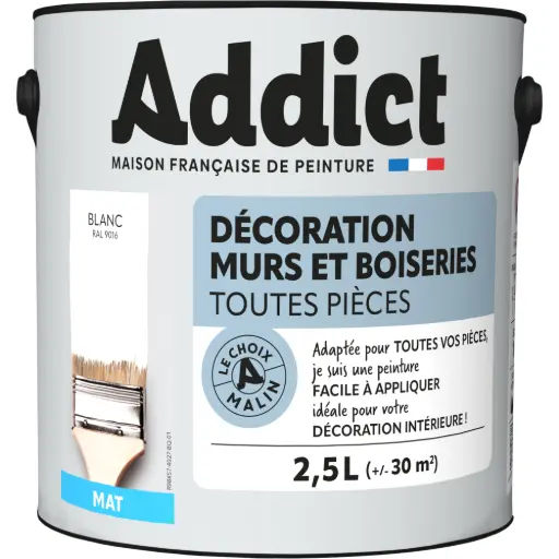[3020706] ADDICT DECORATION M&BOIS MAT 2.5L BLANC