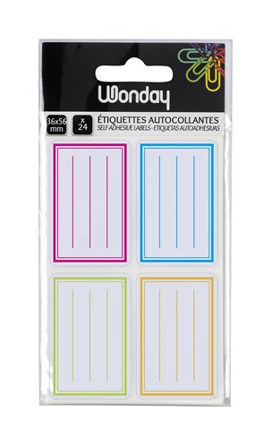 [5010935] ETIQUETTE ECOLIER COULEURS 36X56 MM PAR 24