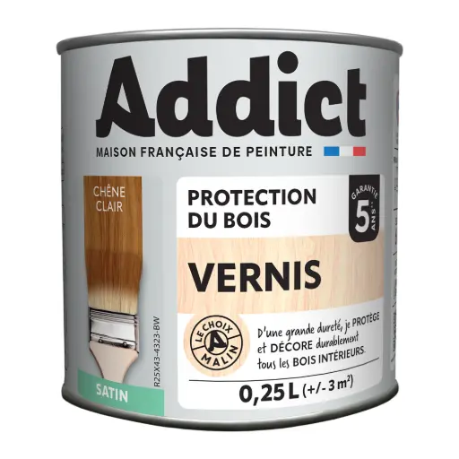 [3021001] VERNIS BOIS SATINE CHENE CLAIR 250 ML ADDICT