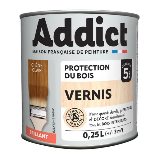 [3021011] VERNIS BOIS BRILLANT CHENE CLAIR 250 ML ADDICT