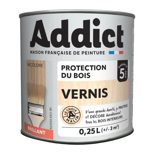 [3021012] VERNIS BOIS BRILLANT INCOLORE 250 ML ADDICT