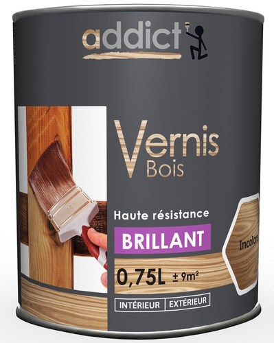 [3021017] VERNIS BOIS BRILLANT INCOLORE 750 ML ADDICT
