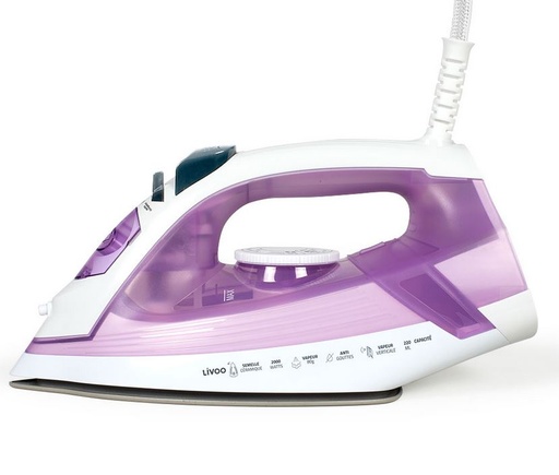 [7000105] FER REPASSER NOIR GRIS VIOLET SEMELLE CERAMIQUE 0.22L - 1800W