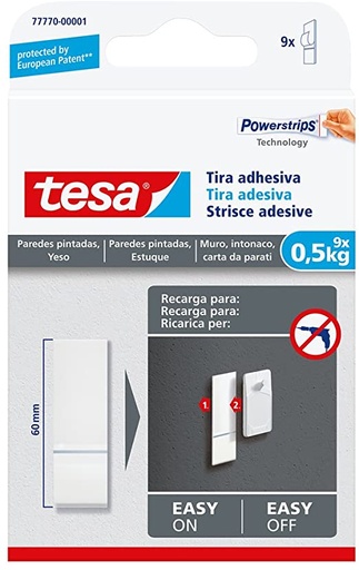 [3142060] TESA LANGUETTE ADHESIVE 0.5 KG SURFACE SENSIBLE PAR 9