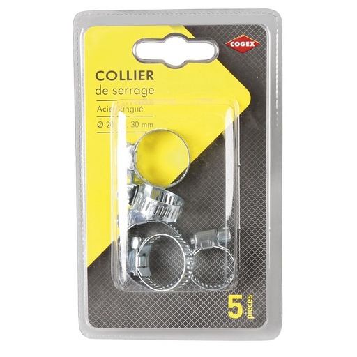 [0009890] COLLIERS DE SERRAGE METAL 20 25 30MM PAR 5