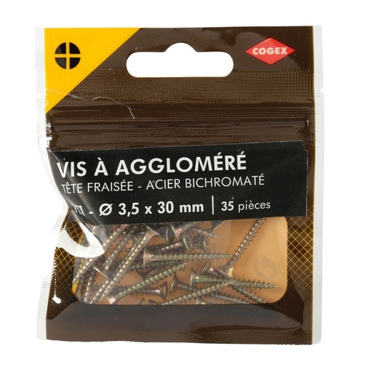 [0009892] VIS AGGLO POZID TF ACIER BICHRO 3,5X30MM 35 PCS