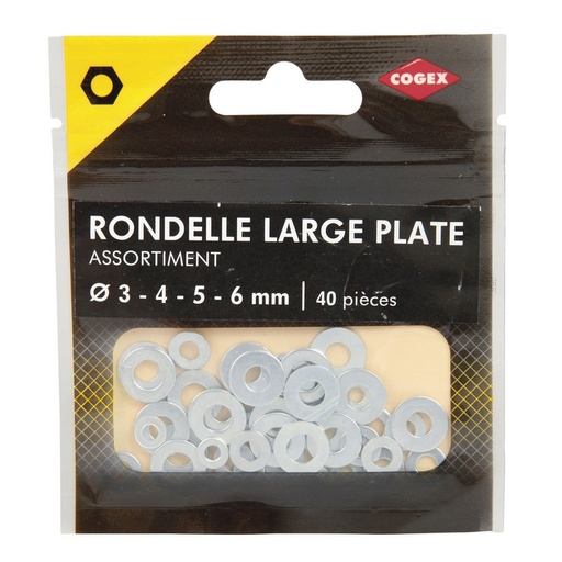 [0009896] RONDELLE PLATE ASSORTIE Ø 3-4-5-6MM  ACIER ZINGUE 40 PCS