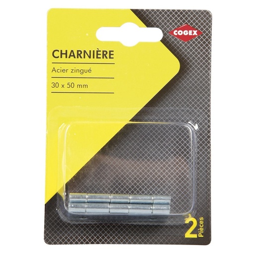 [0009921] CHARNIERE ACIER ZINGUE 30X50MM  2PCS