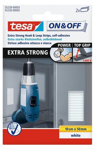 [3146007] TESA ON&OFF BANDELETTES EXTRA FORTE 0.1X50MM NOIR PAR 2