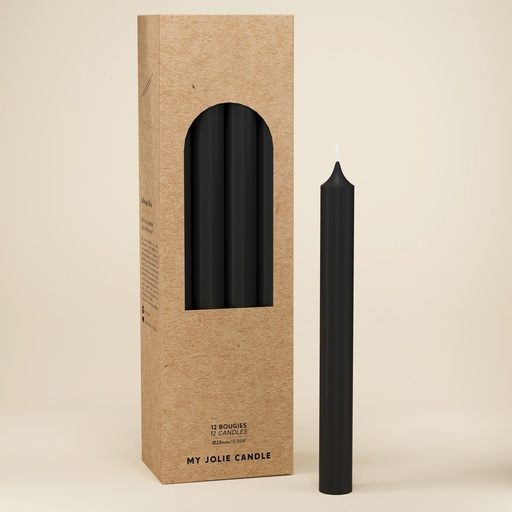 [6110862] BOUGIE DROITE Ø 22 - 20CM NOIR 7H BTE 12