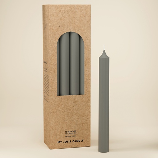 [6110863] BOUGIE DROITE Ø 22 - 20CM GRIS 7H BTE 12