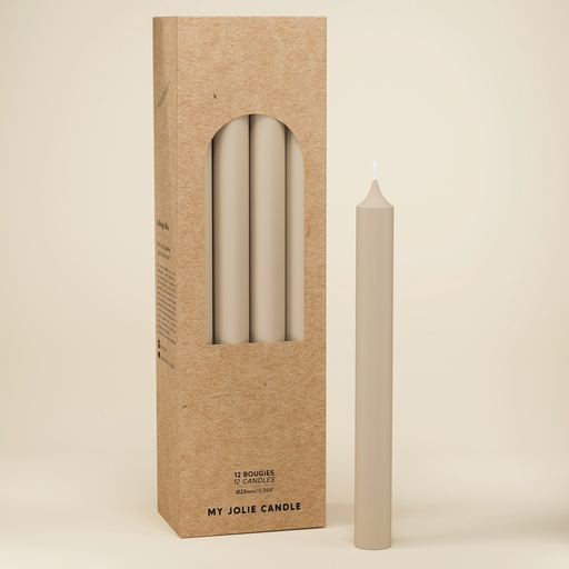 [6110864] BOUGIE DROITE Ø 22 - 20CM TAUPE 7H BTE 12