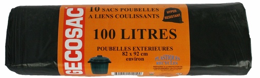 [3123125] ROULEAU SACS POUBELLE 100L A LIENS COULISSANTS 40µ X10