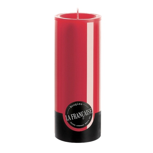[6110913] BOUGIE CYLINDRIQUE TEINTEE MASSE Ø80mm 200mm ROUGE 125 Hrs