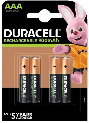 [2003120] PILE RECHARG.HR03 CHARGEE AAA 4* DURACELL - 900mAh