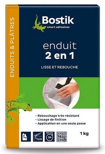 [3032032] BOSTIK ENDUIT POUDRE 2 EN 1 - BOITE DE 1KG