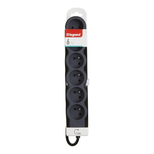 [2009826] RALLONGE 6P+T 16A CORDON 1M50 NOIR LEG049486