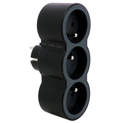 [2009888] FICHE MULTIPRISES 16 A 3X2P+T 3 SORTIES FRONT. NOIR LEG049434