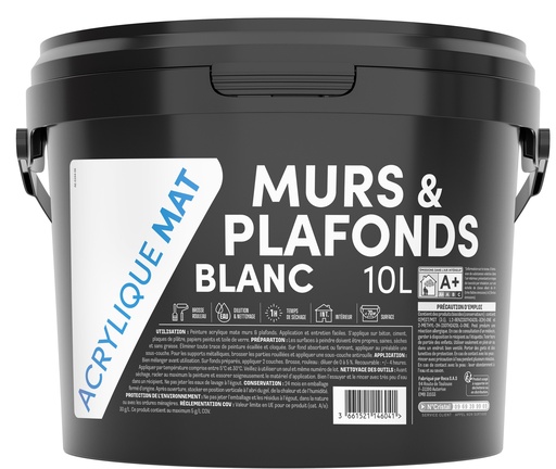 [3019916] TDP MURS ET PLAFONDS MAT ACRYLIQUE BLANC - 10L