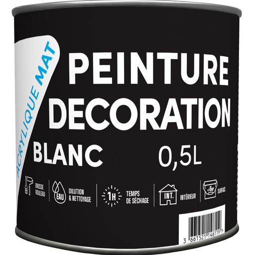 [3019922] TDP PEINTURE ACRYLIQUE MAT BLANC- 0.5L