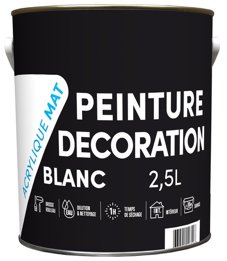 [3019923] TDP PEINTURE ACRYLIQUE MAT BLANC - 2.5L