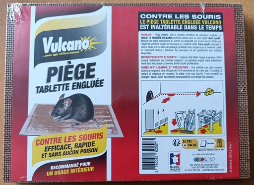 [3070031] VULCANO PIÈGE TABLETTE ENGLUÉE CONTRE LES SOURIS X2 - 190X140 mm
