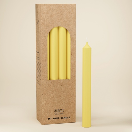 [6110915] BOUGIE DROITE Ø 22 - 20CM JAUNE 7H BTE 12