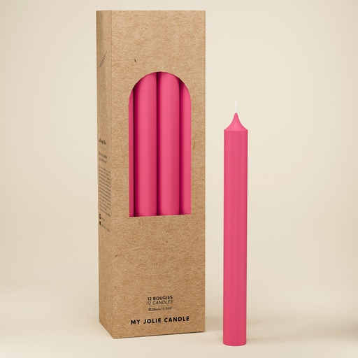 [6110918] BOUGIE DROITE Ø 22 - 20CM ROSE FONCE 7H BTE 12