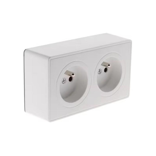 [2001010] DOUBLE PRISE 2P+T 16A BLC SAILLIE VULCO