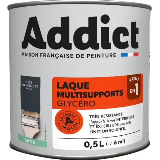 [3020095] LAQUE SATINEE 0,5 L GRIS ANTHRACITE RAL 7016 ADDICT
