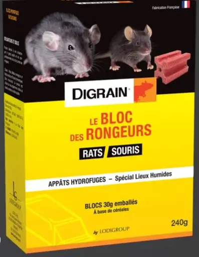 [3070036] DIGRAIN BLOC HYDROFUGE RONGEURS 25 PPM 10X30G